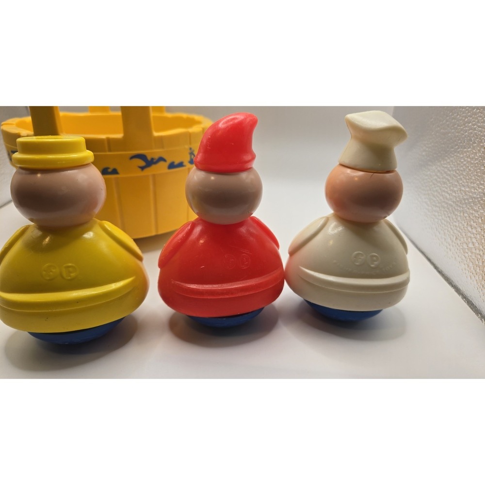 Fisher Price 3 Men in a Tub Bath Toy Vintage Set Barrel & Figures Complete Rare - Picture 5 of 8
